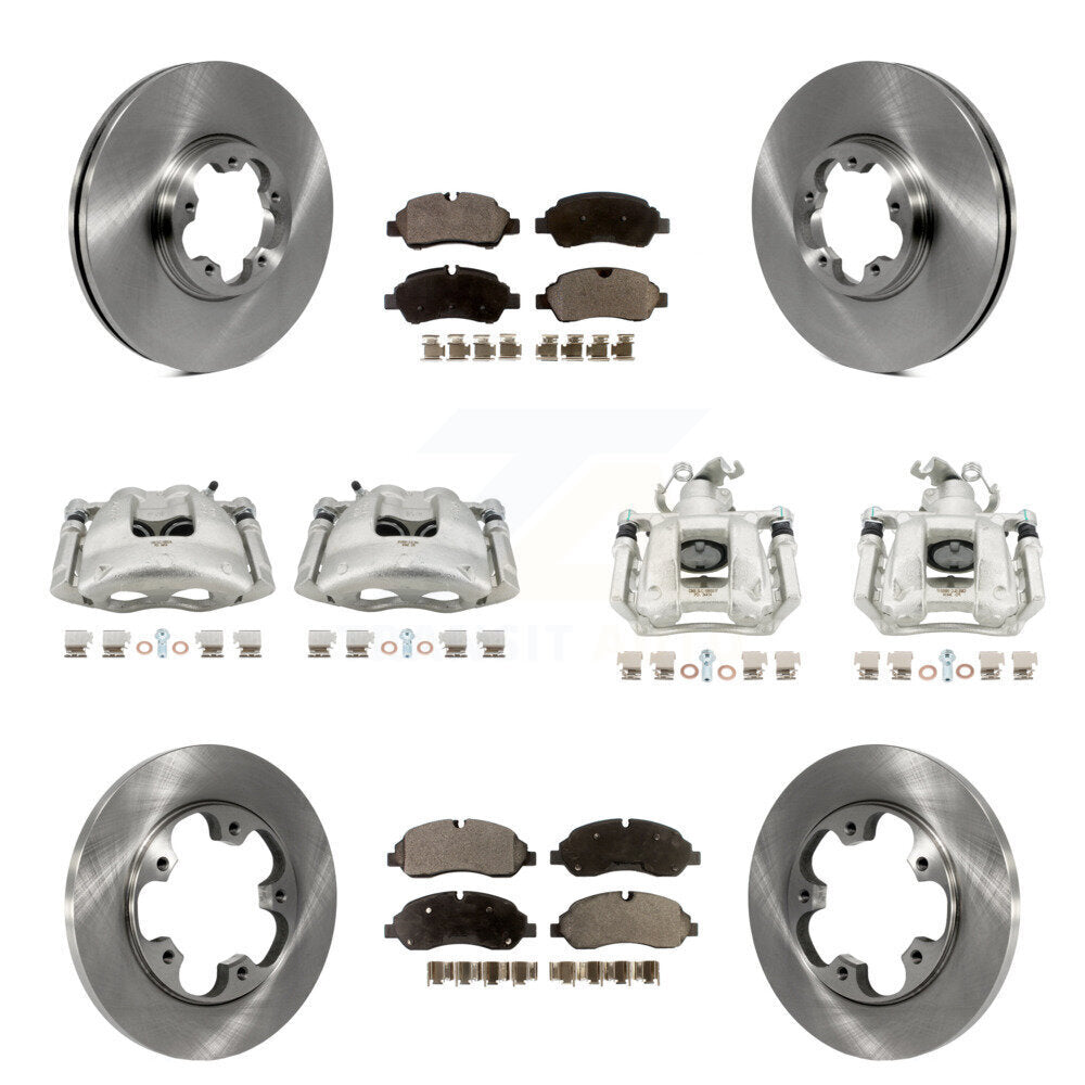 Front Rear Disc Brake Caliper Rotors & Semi-Metallic Pad Kit (10Pc) For Ford Transit-250 KC8-101153P
