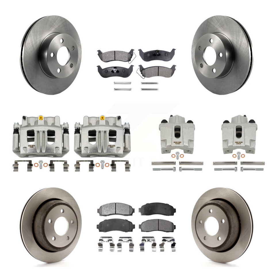 Front Rear Brake Caliper Rotors & Semi-Metallic Pad Kit (10Pc) For 10-11 Ford Ranger 4WD KC8-101154P