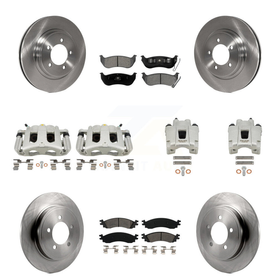 Front Rear Brake Caliper Rotor Semi-Metallic Pad Kit (10Pc) For Ford Explorer Sport Trac KC8-101154S