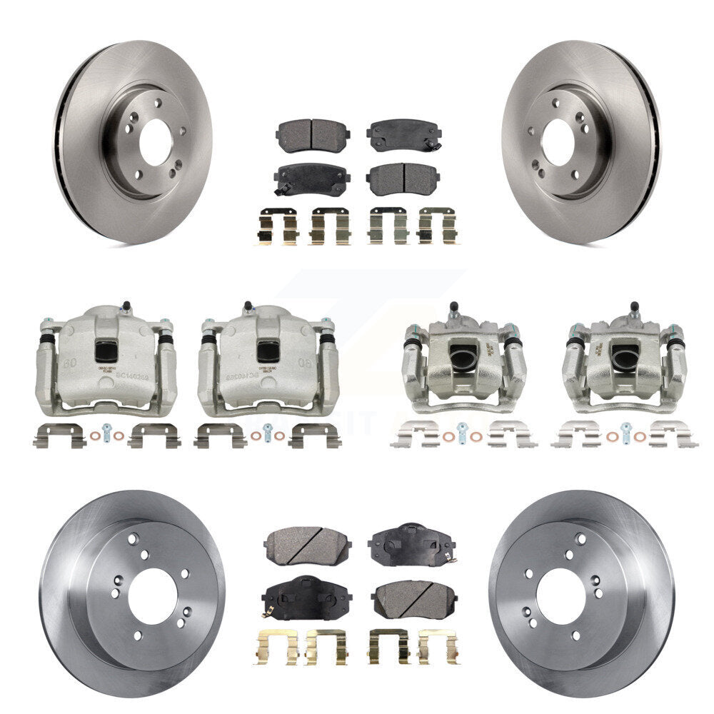 Front Rear Brake Caliper Rotors Ceramic Pad Kit (10Pc) For 16 Kia Sportage AWD with 2.4L KC8-101155T