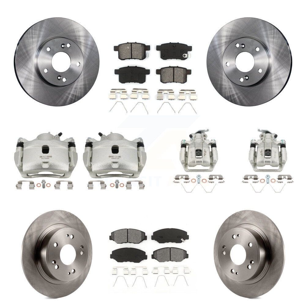Front Rear Disc Brake Caliper Rotors And Semi-Metallic Pads Kit (10Pc) For Honda Accord KC8-101156S