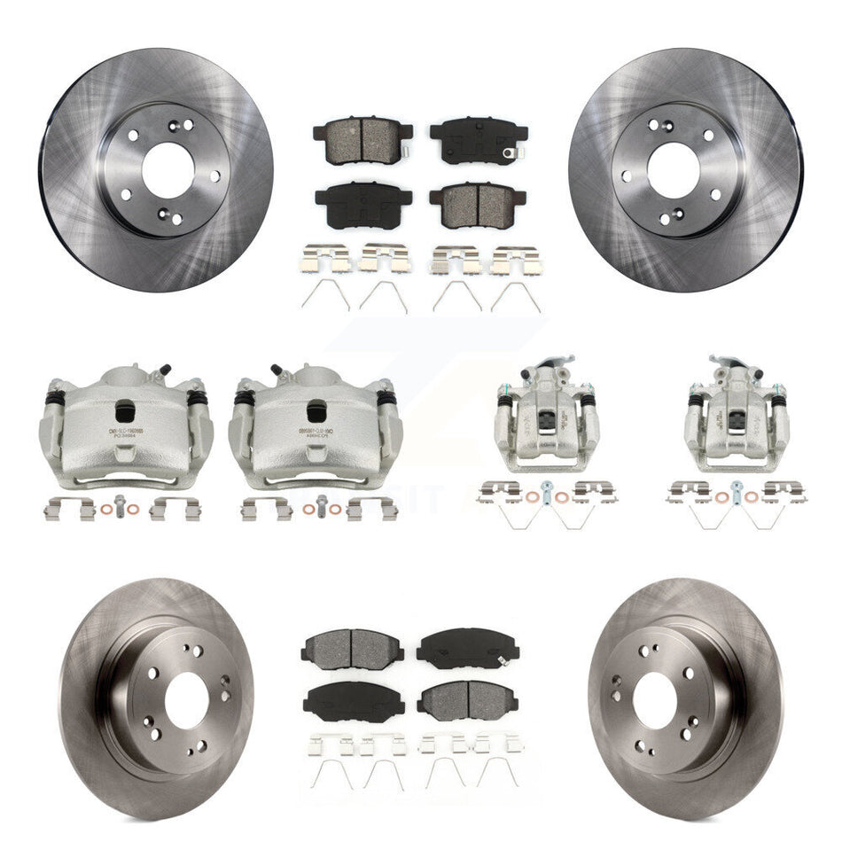 Front Rear Disc Brake Caliper Rotors And Semi-Metallic Pads Kit (10Pc) For Honda Accord KC8-101156S