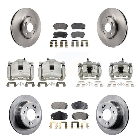 Front Rear Brake Caliper Rotors Ceramic Pad Kit (10Pc) For 16 Kia Sportage FWD with 2.4L KC8-101156T