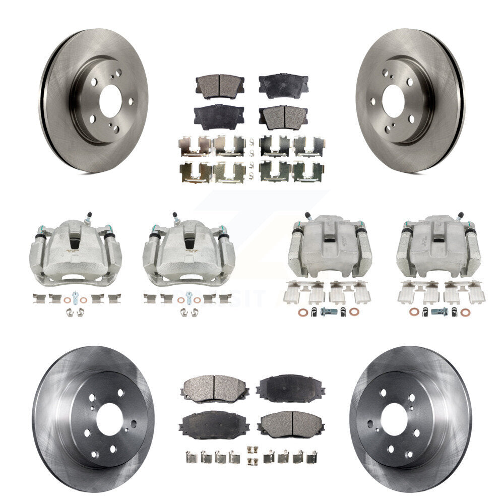 Front Rear Brake Caliper Rotor Semi-Metallic Pad Kit (10Pc) For 2014-2015 Toyota RAV4 LE KC8-101157P