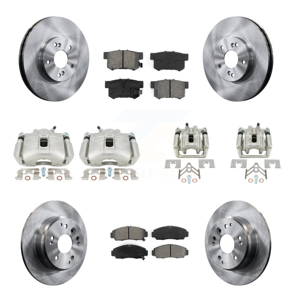 Front Rear Disc Brake Caliper Rotors And Semi-Metallic Pads Kit (10Pc) For Acura TL KC8-101158S