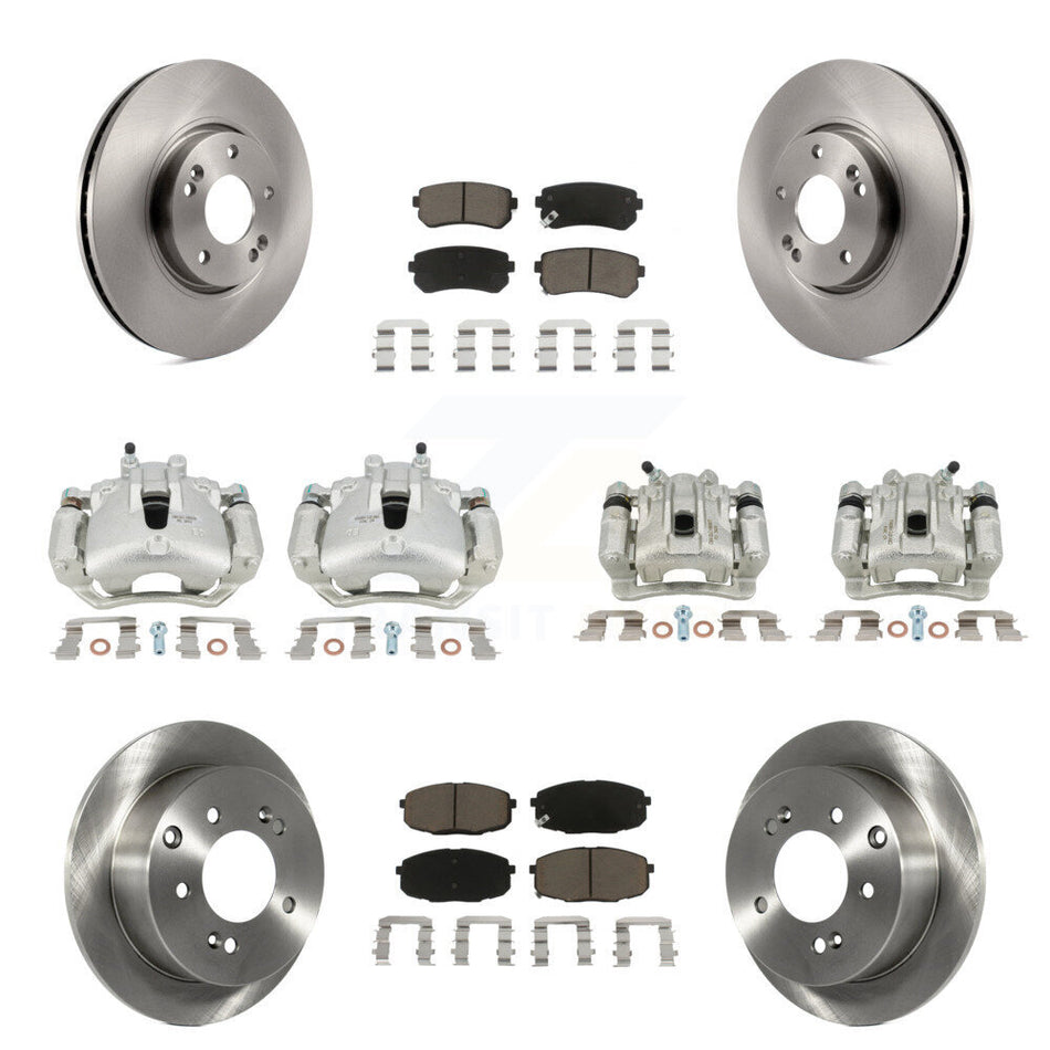 Front Rear Disc Brake Caliper Rotors And Ceramic Pads Kit (10Pc) For Kia Forte5 2.0L KC8-101159C