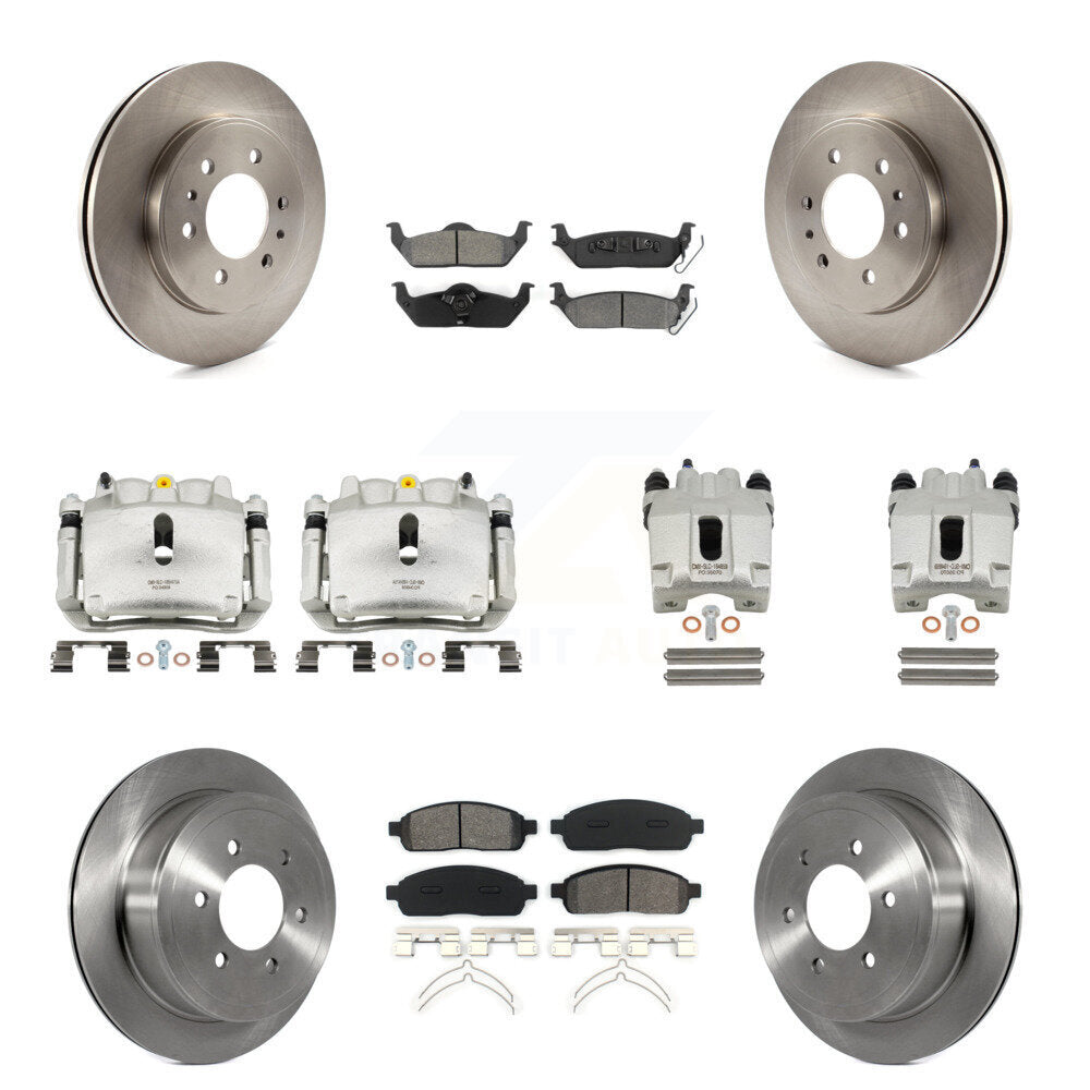 Front Rear Disc Brake Caliper Rotors And Semi-Metallic Pads Kit (10Pc) For Ford F-150 KC8-101160S