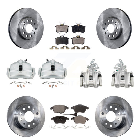 Front Rear Disc Brake Caliper Rotor & Semi-Metallic Pad Kit (10Pc) For Volkswagen Beetle KC8-101161P