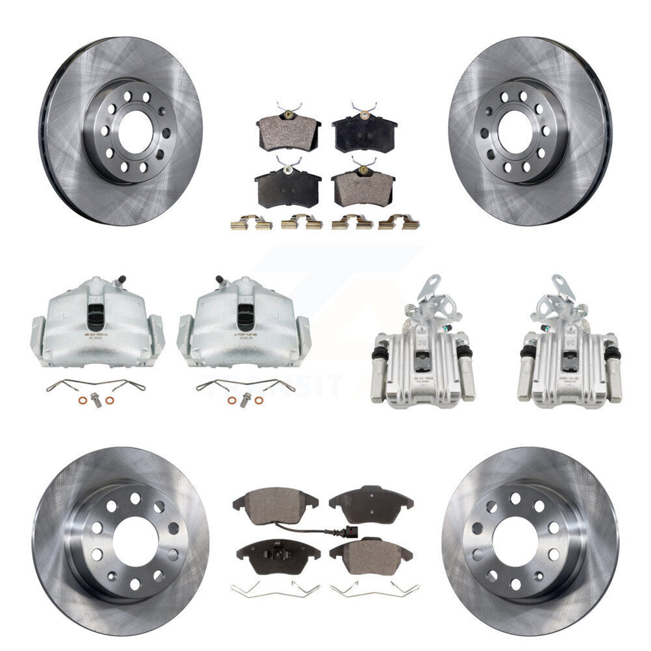 Front Rear Disc Brake Caliper Rotor & Semi-Metallic Pad Kit (10Pc) For Volkswagen Beetle KC8-101161P