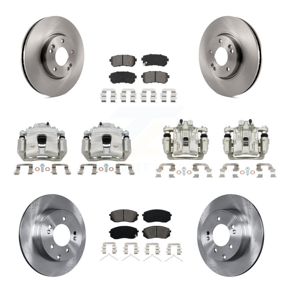 Front Rear Disc Brake Caliper Rotors And Semi-Metallic Pad Kit (10Pc) For Hyundai Sonata KC8-101164S