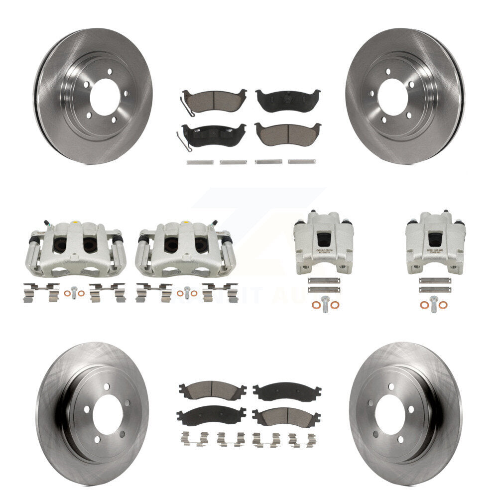 Front Rear Disc Brake Caliper Rotors Ceramic Pad Kit (10Pc) For Ford Explorer Sport Trac KC8-101166C