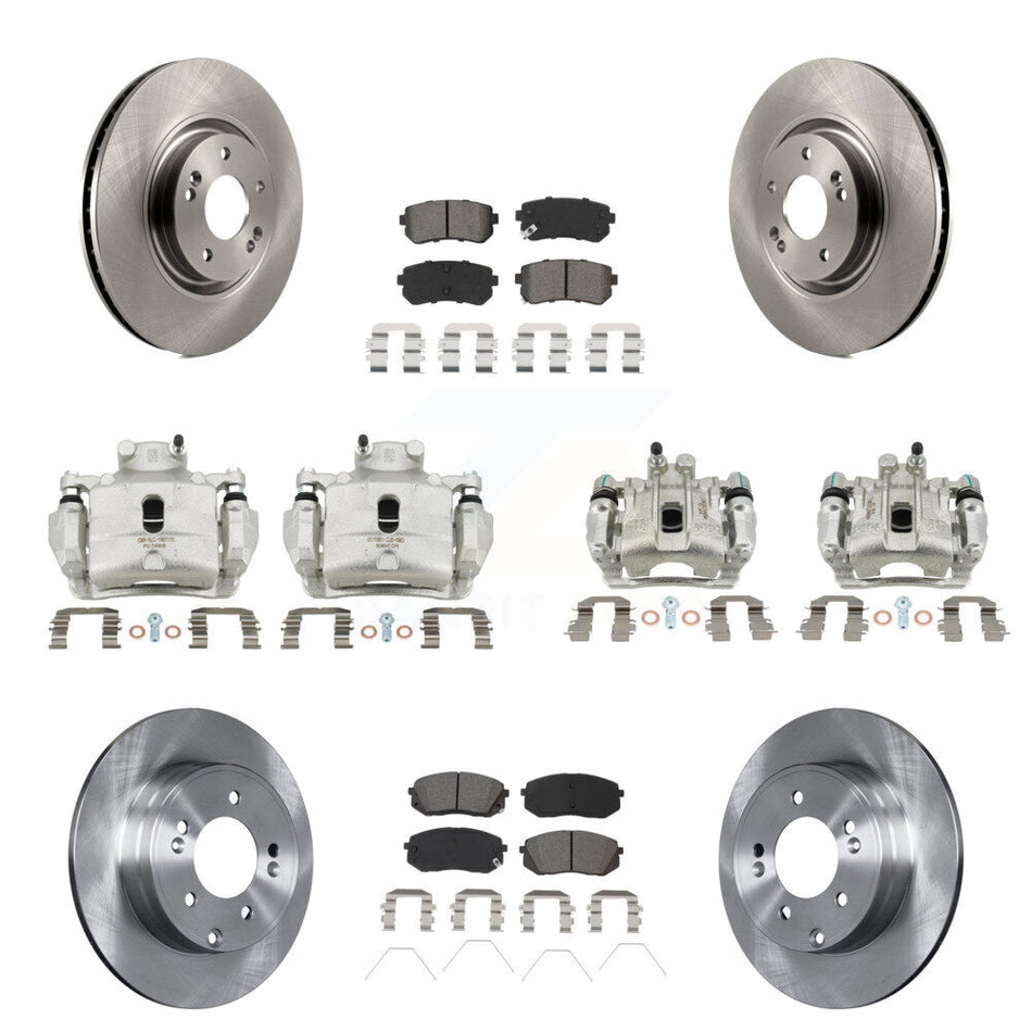Front Rear Disc Brake Caliper Rotors And Semi-Metallic Pads Kit (10Pc) For Kia Optima KC8-101167S