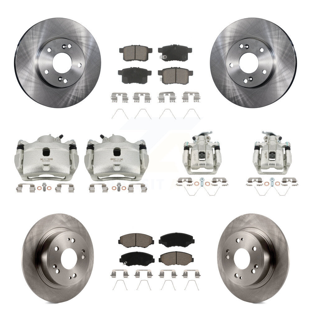 Front Rear Disc Brake Caliper Rotors And Ceramic Pads Kit (10Pc) For Honda Accord KC8-101168C
