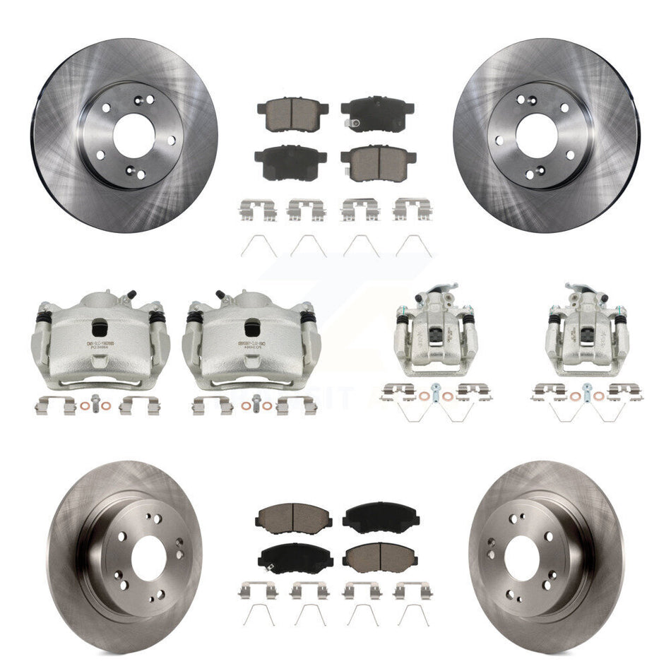 Front Rear Disc Brake Caliper Rotors And Ceramic Pads Kit (10Pc) For Honda Accord KC8-101168C