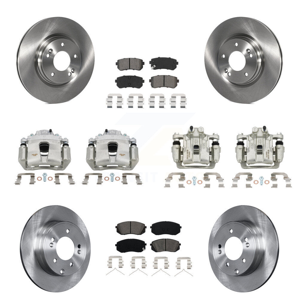 Front Rear Disc Brake Caliper Rotors And Semi-Metallic Pads Kit (10Pc) For Kia Optima KC8-101168S