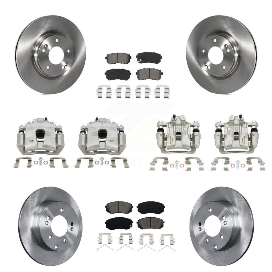 Front Rear Disc Brake Caliper Rotors And Semi-Metallic Pads Kit (10Pc) For Kia Optima KC8-101168S