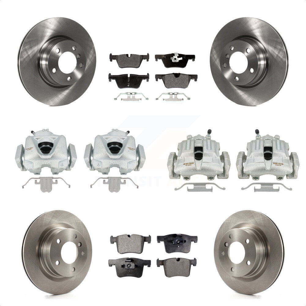 Front Rear Disc Brake Caliper Rotors And Semi-Metallic Pads Kit (10Pc) For 2012 BMW 328i 2.0L Without Blue Painted Calipers KC8-101171P by Transit Auto