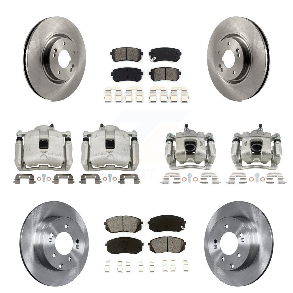 Front Rear Disc Brake Caliper Rotors And Semi-Metallic Pad Kit (10Pc) For Hyundai Tucson KC8-101173S