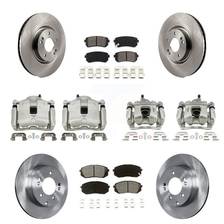 Front Rear Disc Brake Caliper Rotors And Semi-Metallic Pad Kit (10Pc) For Hyundai Tucson KC8-101173S