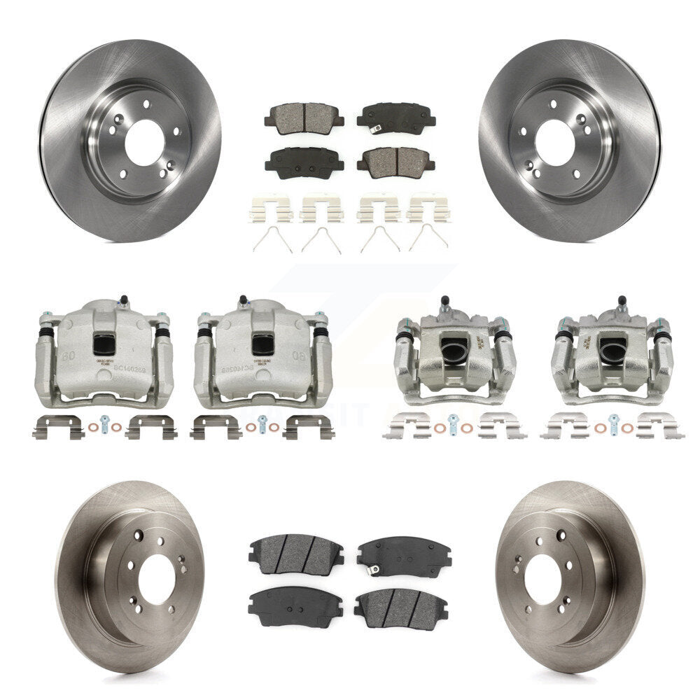 Front Rear Disc Brake Caliper Rotors Semi-Metallic Pad Kit (10Pc) For Hyundai Tucson Kia KC8-101174S