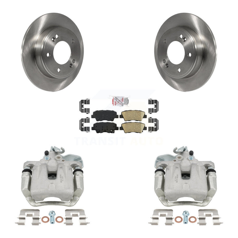 Rear Disc Brake Caliper Rotors And Ceramic Pads Kit For 2017-2018 Kia Soul KC8-101175N