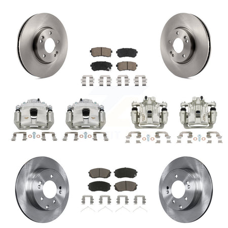 Front Rear Disc Brake Caliper Rotors And Ceramic Pads Kit (10Pc) For Hyundai Sonata KC8-101176C