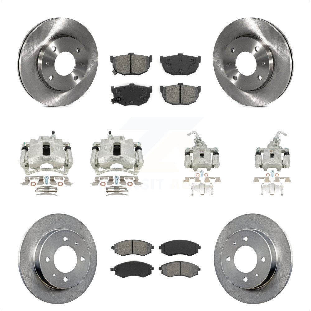 Front Rear Disc Brake Caliper Rotors And Semi-Metallic Pads Kit (10Pc) For 2002 Hyundai Elantra rear brakes To 10 31 01 KC8-101176S by Transit Auto