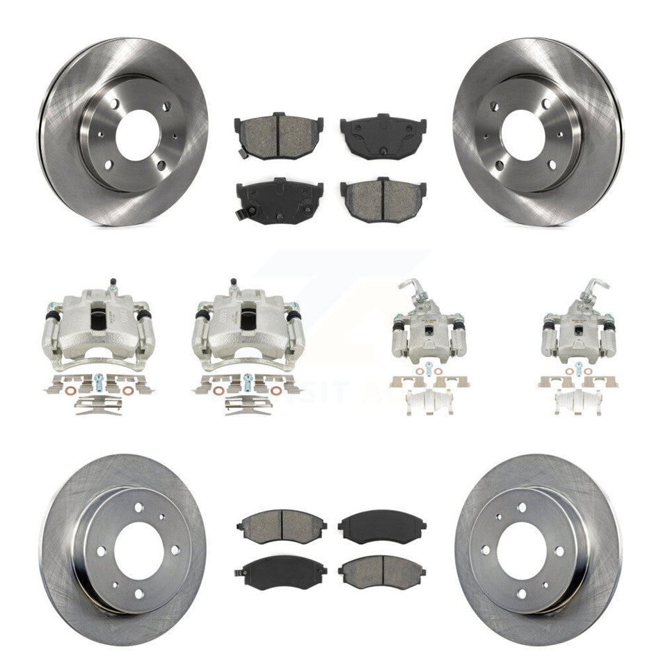 Front Rear Disc Brake Caliper Rotors And Semi-Metallic Pads Kit (10Pc) For 2002 Hyundai Elantra rear brakes To 10 31 01 KC8-101176S
