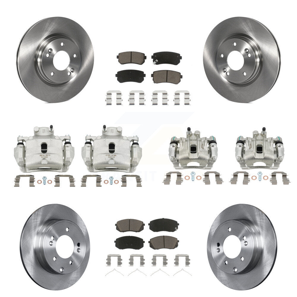 Front Rear Disc Brake Caliper Rotors And Ceramic Pads Kit (10Pc) For Hyundai Sonata KC8-101177C