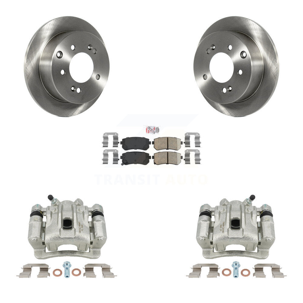 Rear Disc Brake Caliper Rotors And Ceramic Pads Kit For Kia Forte Koup Forte5 KC8-101177N by Transit Auto