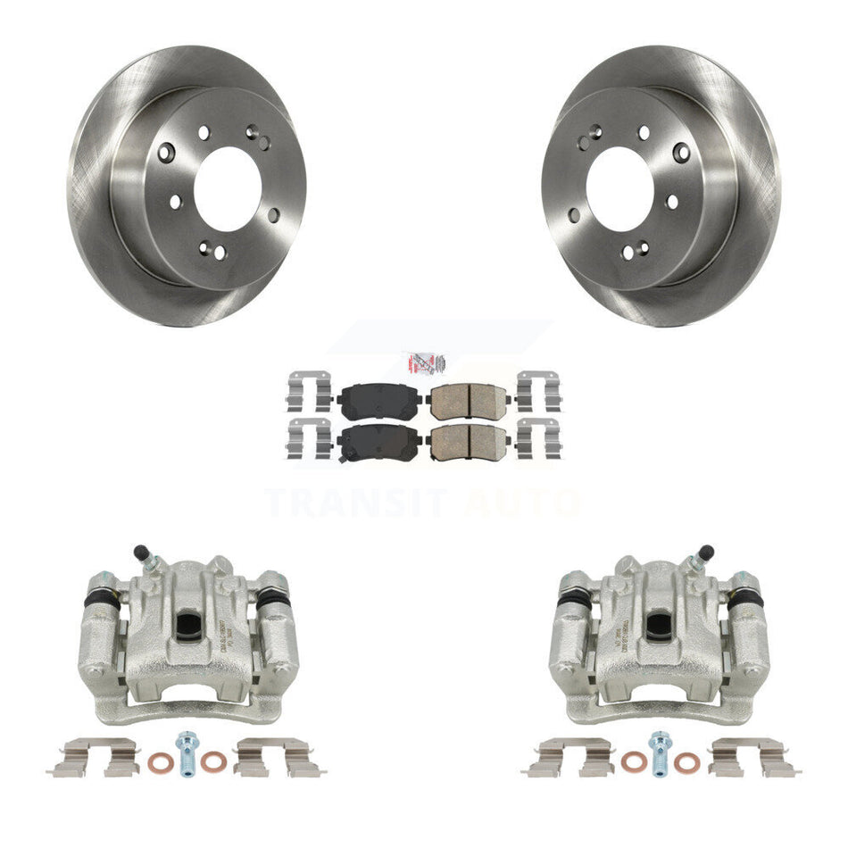 Rear Disc Brake Caliper Rotors And Ceramic Pads Kit For Kia Forte Koup Forte5 KC8-101177N by Transit Auto