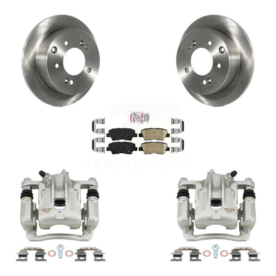 Rear Disc Brake Caliper Rotors And Ceramic Pads Kit For 2010-2013 Kia Soul KC8-101178N