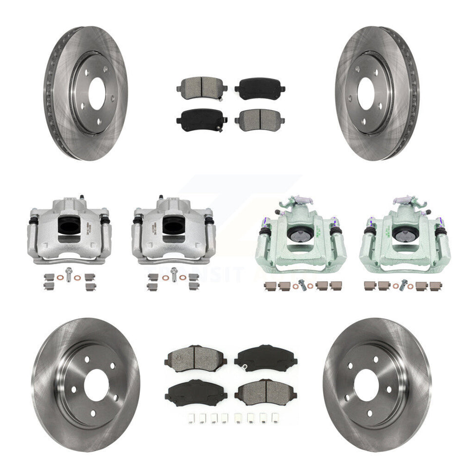 Front Rear Brake Caliper Rotor Semi-Metallic Pad Kit (10Pc) For Dodge Grand Caravan Town KC8-101179S