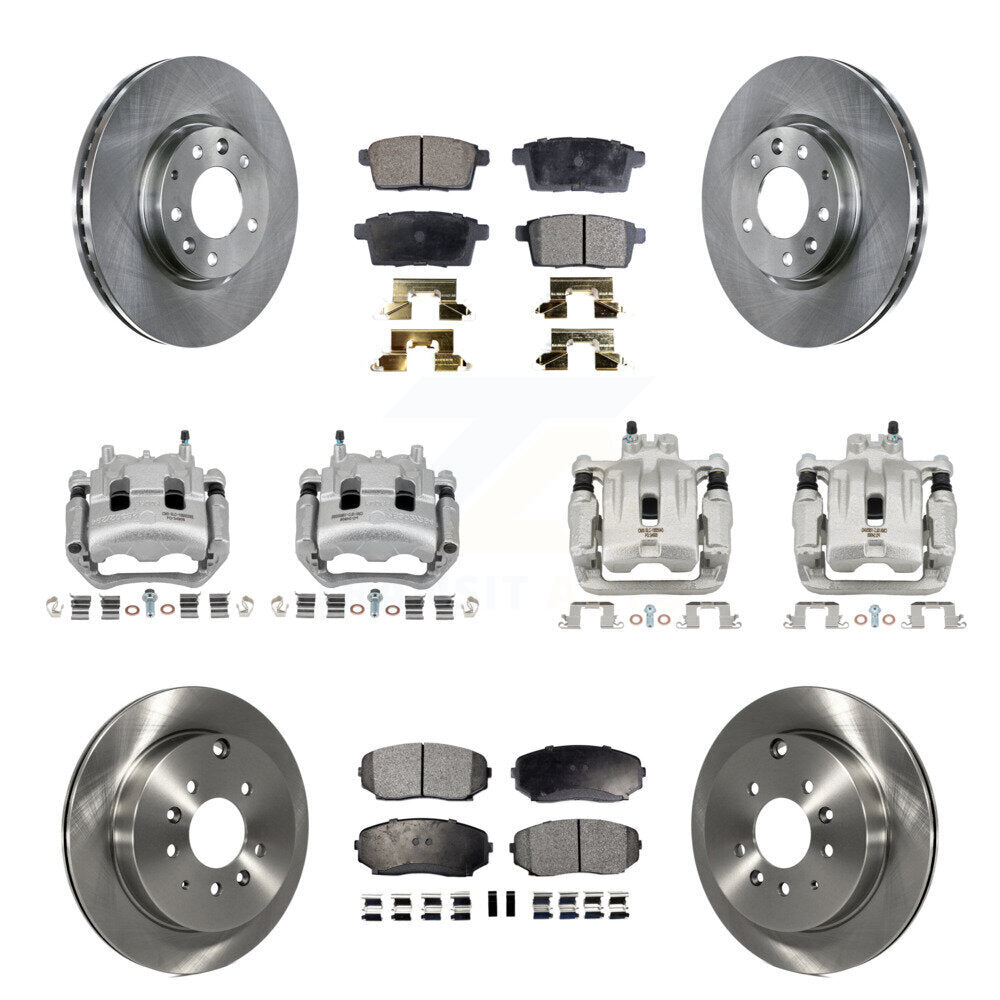Front Rear Disc Brake Caliper Rotors And Ceramic Pad Kit (10Pc) For Mazda CX-7 Ford Edge KC8-101179T
