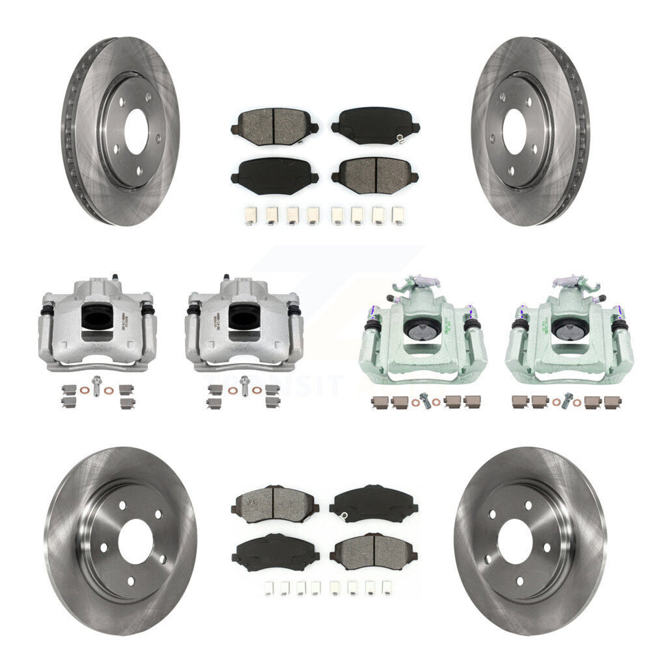Front Rear Disc Brake Caliper Rotors And Semi-Metallic Pads Kit (10Pc) For Ram C/V KC8-101180S