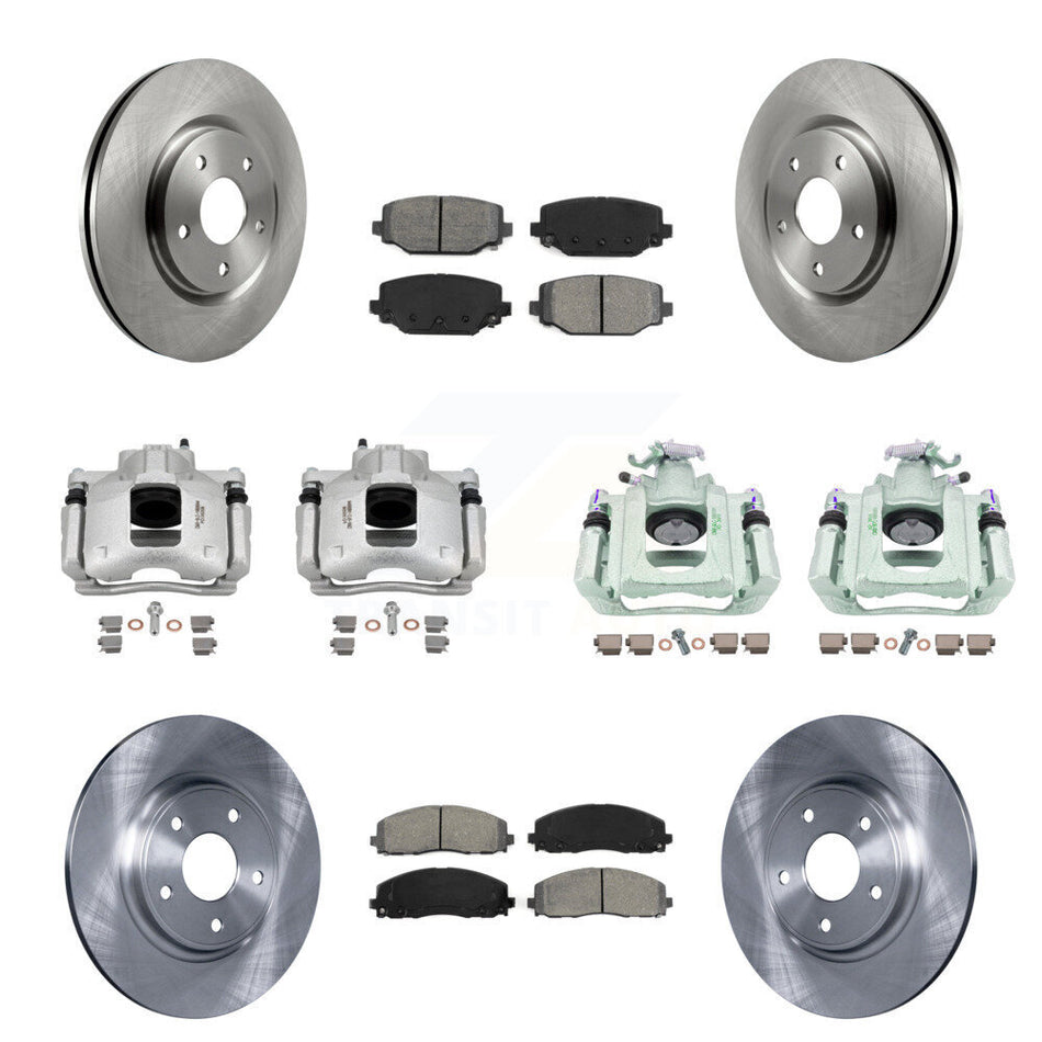 Front Rear Disc Brake Caliper Rotors And Semi-Metallic Pads Kit (10Pc) For Ram C/V KC8-101181S