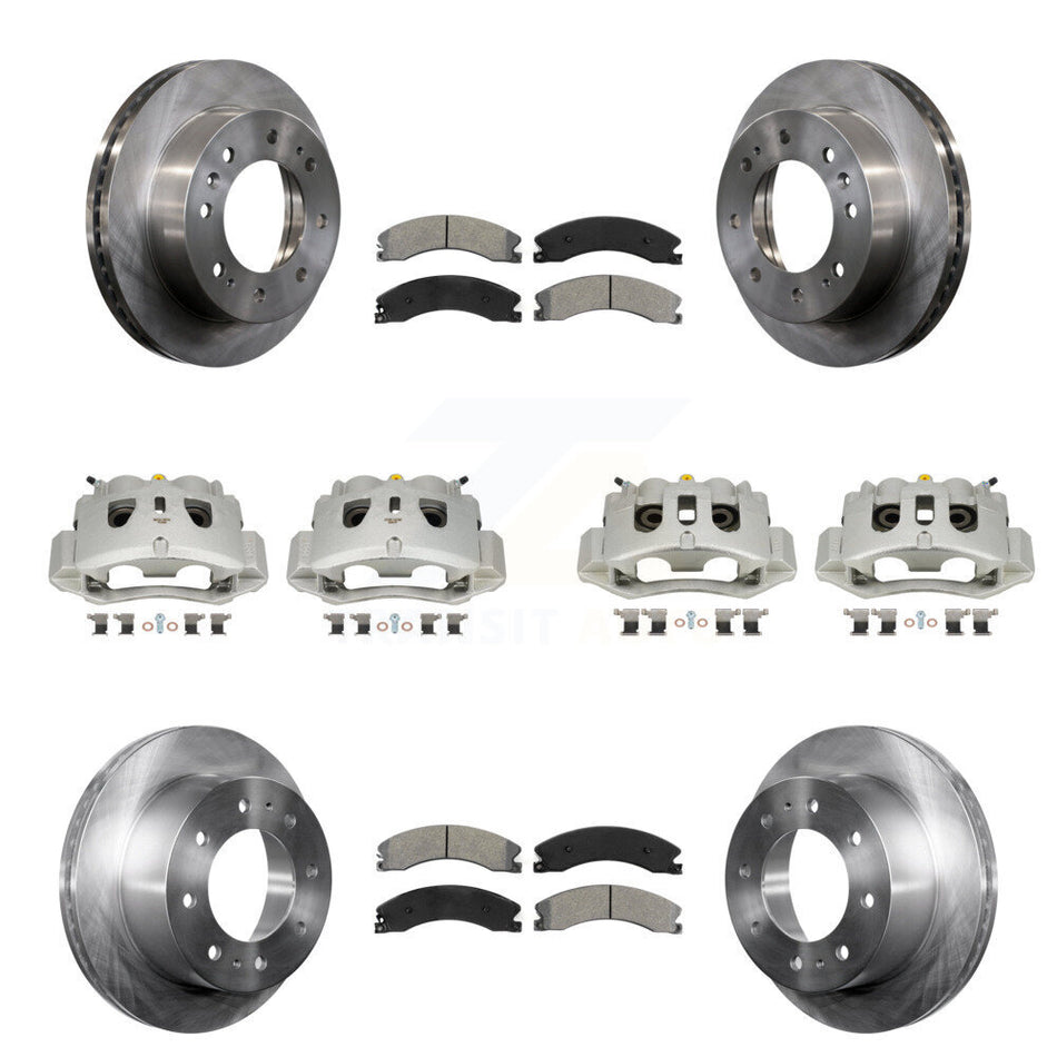 Front Rear Brake Caliper Rotors Semi-Metallic Pad Kit (10Pc) For GMC Chevrolet Sierra HD KC8-101182S