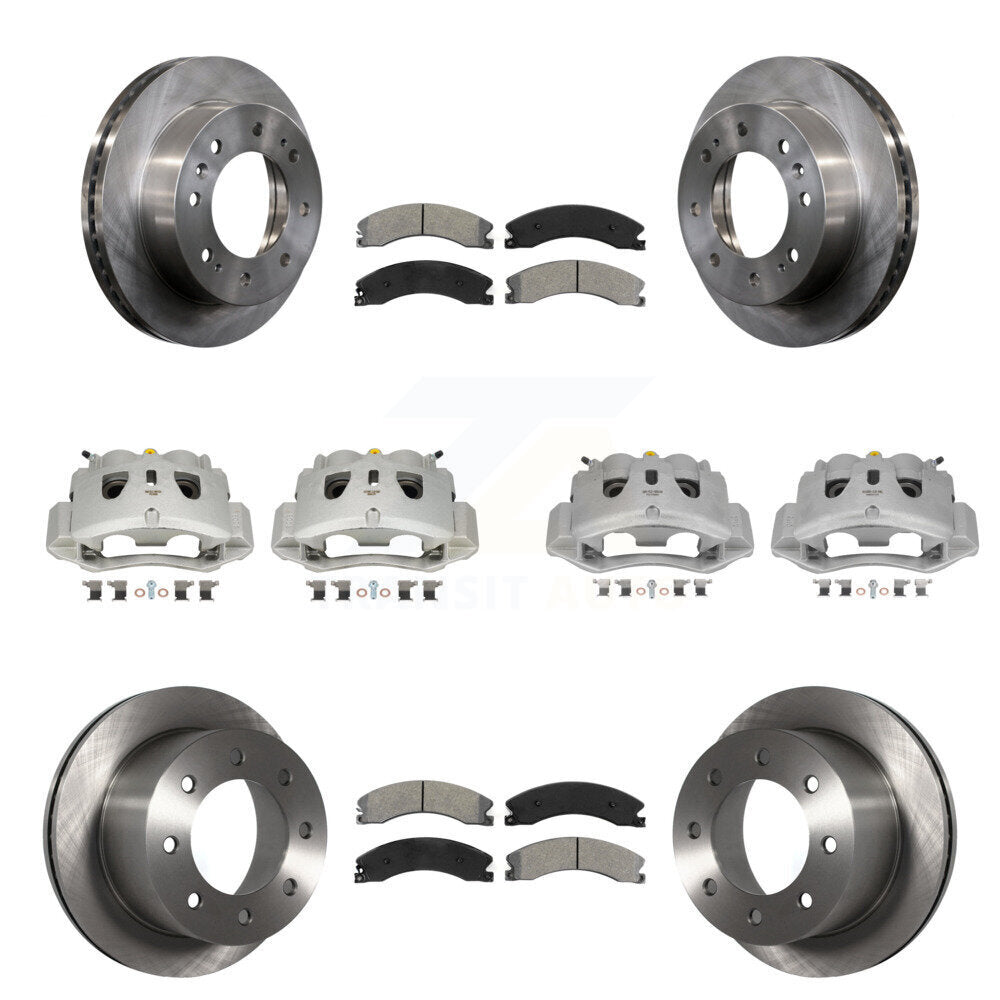 Front Rear Disc Brake Caliper Rotors Semi-Metallic Pad Kit (10Pc) For GMC Sierra 3500 HD KC8-101183S