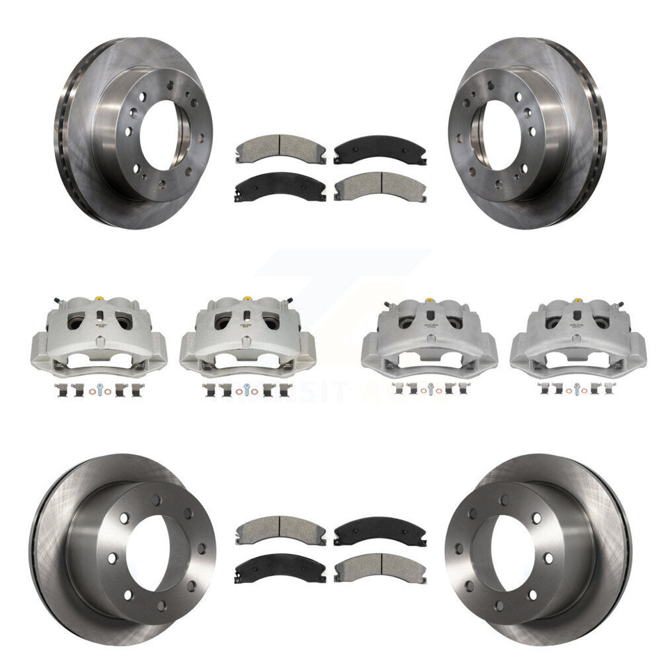 Front Rear Disc Brake Caliper Rotors Semi-Metallic Pad Kit (10Pc) For GMC Sierra 3500 HD KC8-101183S