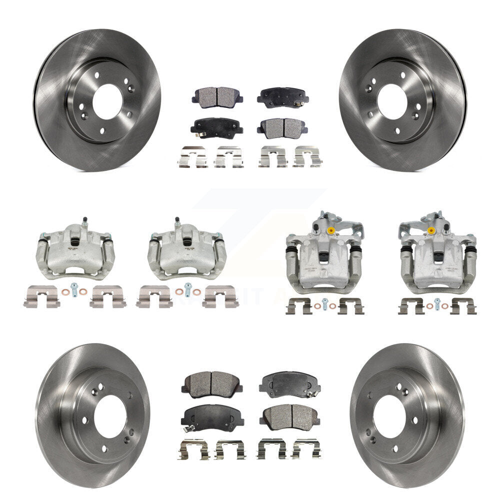 Front Rear Brake Caliper Rotor & Ceramic Pad Kit (10Pc) For Hyundai Elantra GT Kia Forte KC8-101183T