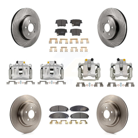 Front Rear Brake Caliper Rotors Semi-Metallic Pad Kit (10Pc) For 2011 Dodge Charger 3.6L KC8-101185P