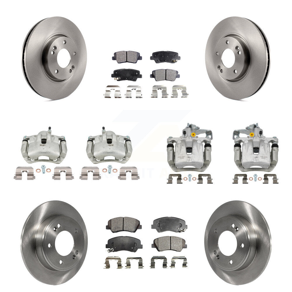 Front Rear Disc Brake Caliper Rotors And Ceramic Pad Kit (10Pc) For 2014 Kia Forte Sedan KC8-101185T