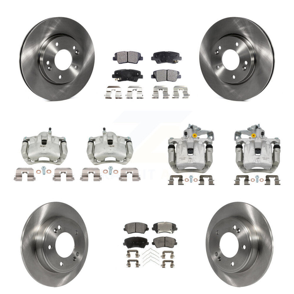 Front Rear Brake Caliper Rotor & Ceramic Pad Kit (10Pc) For Hyundai Elantra GT Kia Forte KC8-101186T