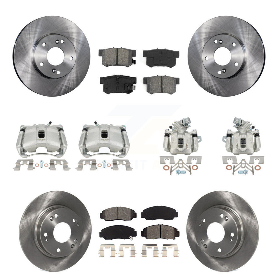 Front Rear Disc Brake Caliper Rotors And Semi-Metallic Pads Kit (10Pc) For Acura CSX KC8-101188S