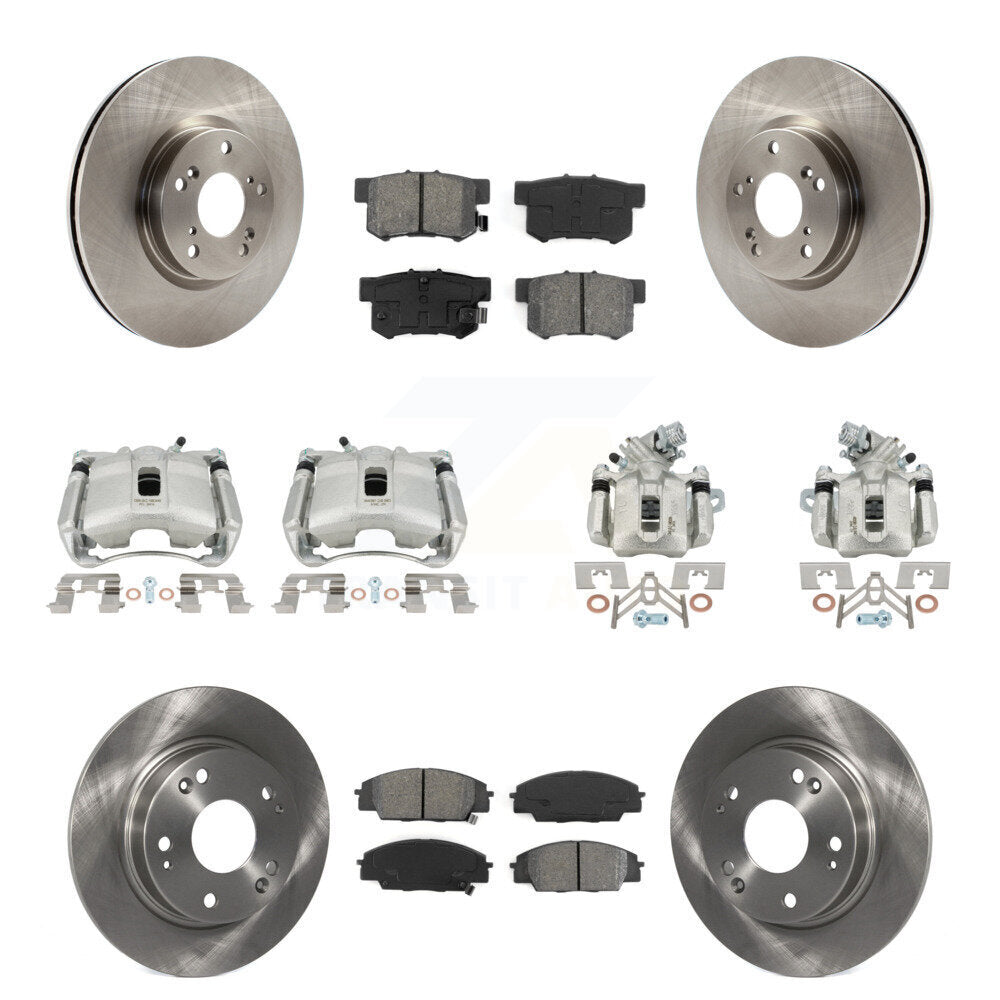 Front Rear Brake Caliper Rotor & Semi-Metallic Pad Kit (10Pc) For 07-10 Acura CSX Type-S KC8-101189S