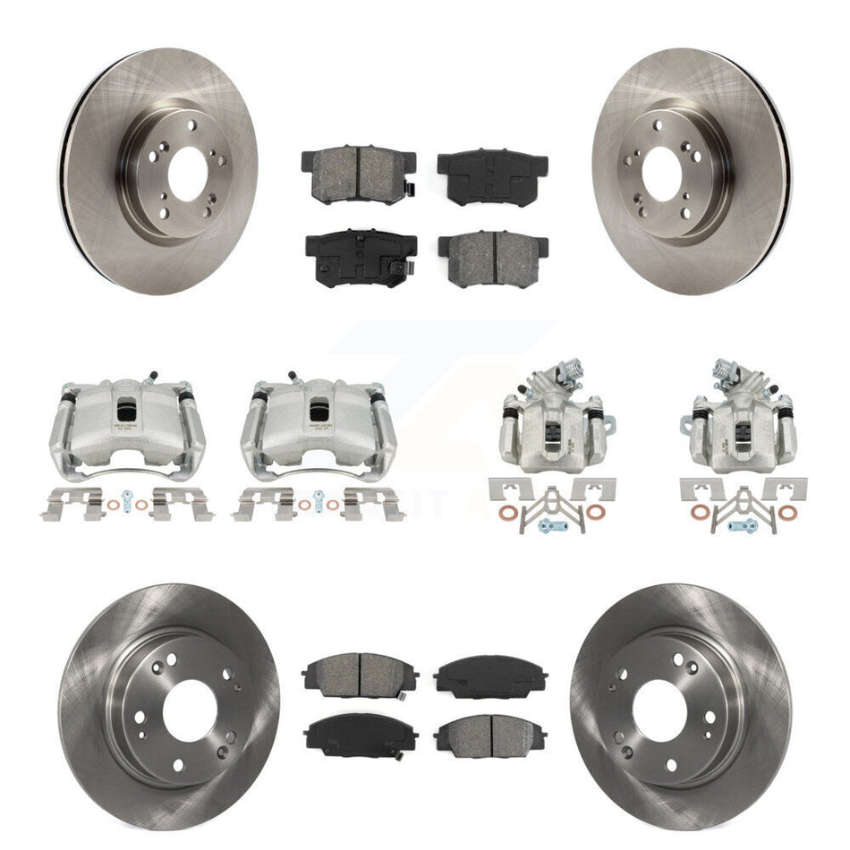 Front Rear Brake Caliper Rotor & Semi-Metallic Pad Kit (10Pc) For 07-10 Acura CSX Type-S KC8-101189S