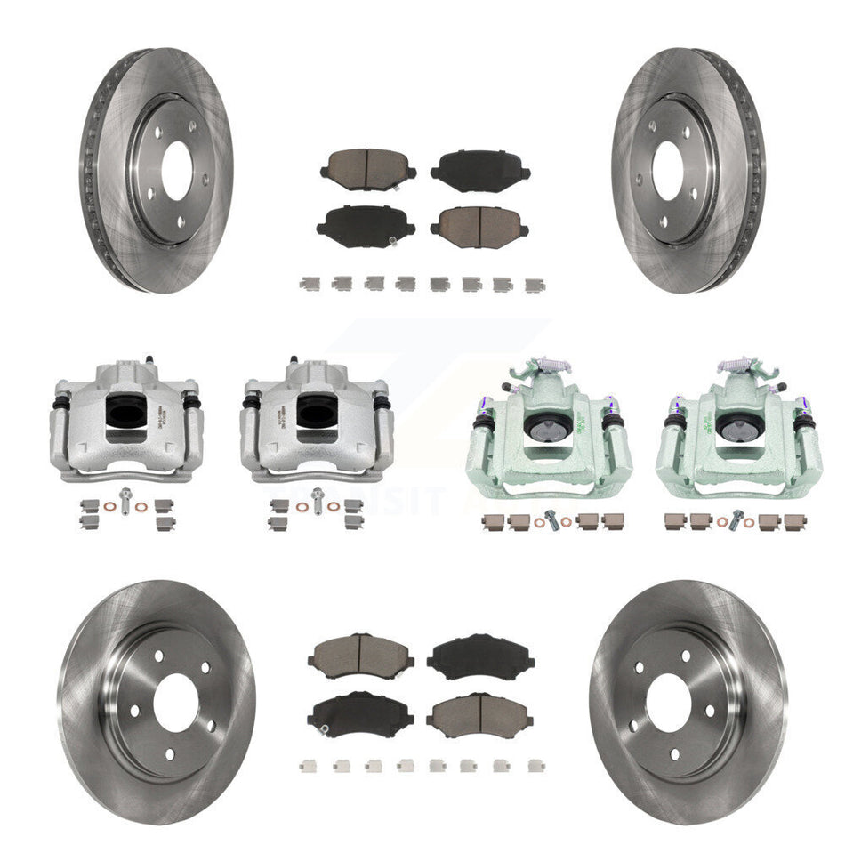 Front Rear Disc Brake Caliper Rotors And Ceramic Pads Kit (10Pc) For Ram C/V KC8-101193C