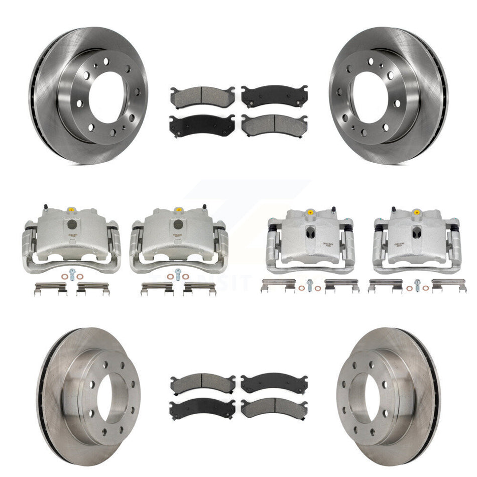 Front Rear Disc Brake Caliper Rotors And Semi-Metallic Pads Kit (10Pc) For Chevrolet Silverado 2500 HD GMC Sierra Hummer H2 1500 Suburban Yukon XL Avalanche Classic KC8-101193S