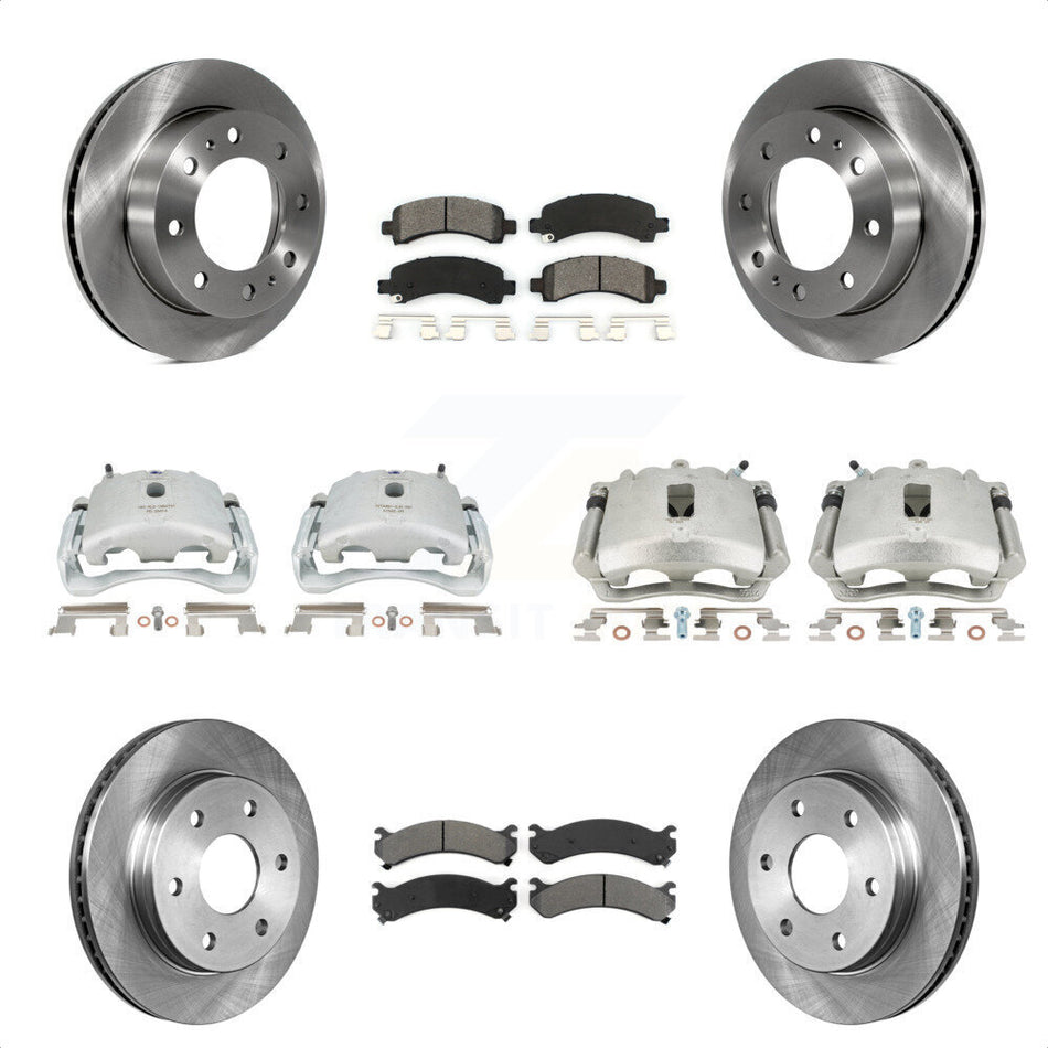 Front Rear Disc Brake Caliper Rotors And Semi-Metallic Pads Kit (10Pc) For Chevrolet Express 2500 GMC Savana KC8-101194S by Transit Auto