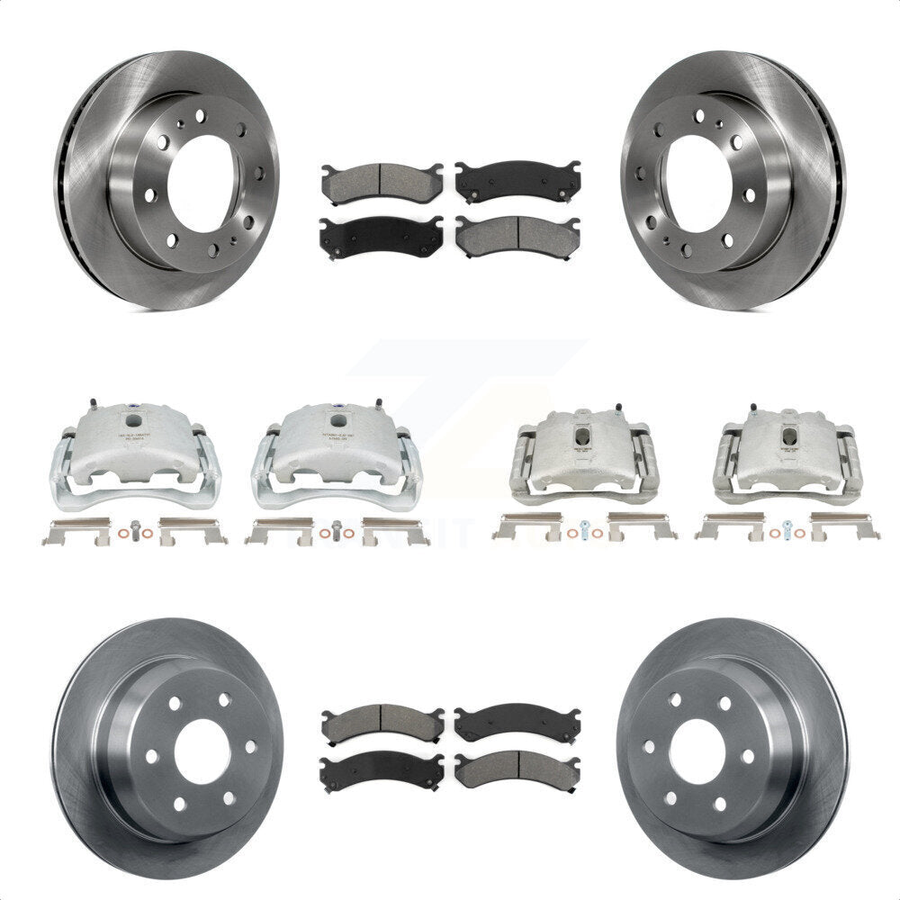 Front Rear Disc Brake Caliper Rotors And Semi-Metallic Pads Kit (10Pc) For 2003 Chevrolet Silverado 2500 HD Suburban GMC Sierra KC8-101195S by Transit Auto